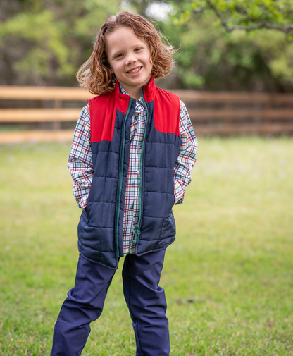 Navy & Red Fall '24 Plaid Vest