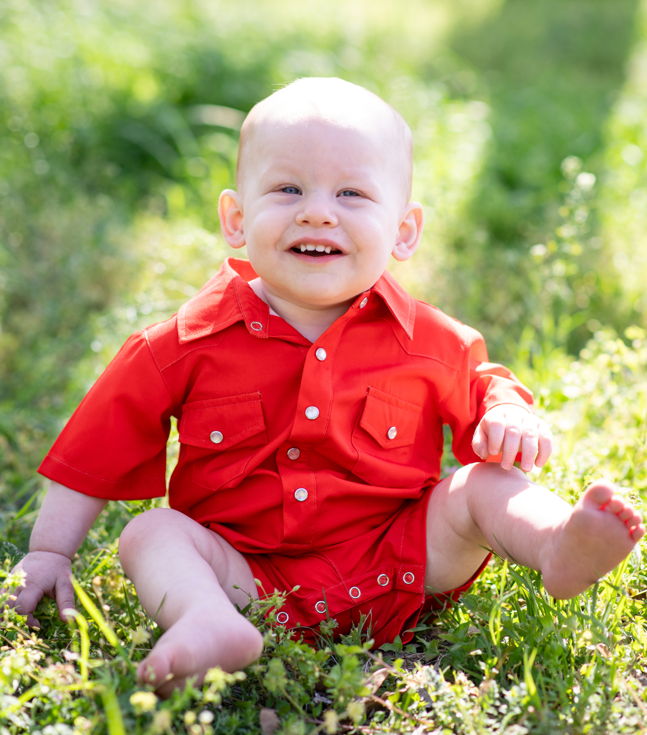 Gameday Red Pearl Snap Romper