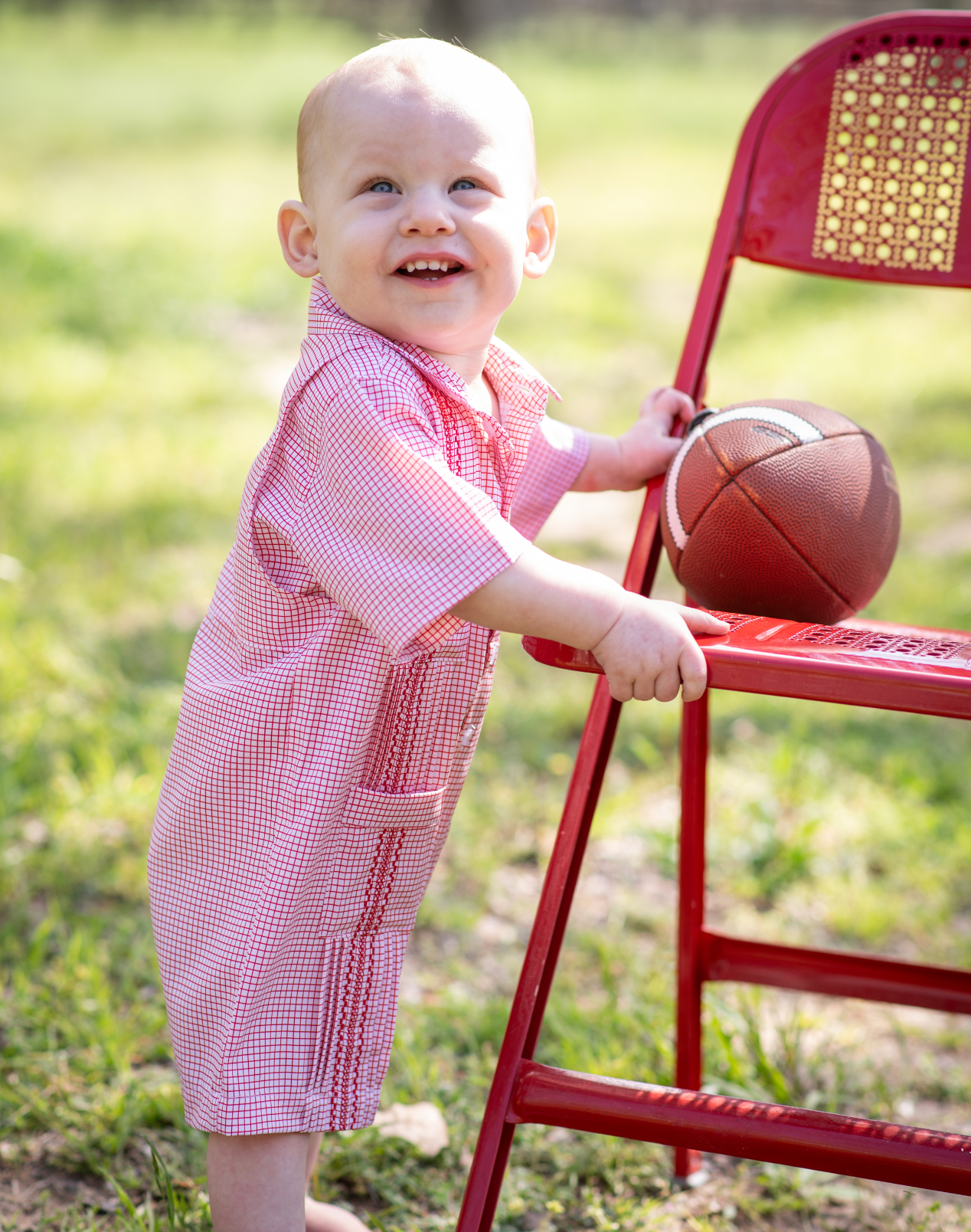 Gameday Guayabera - Red Short Sleeve Romper