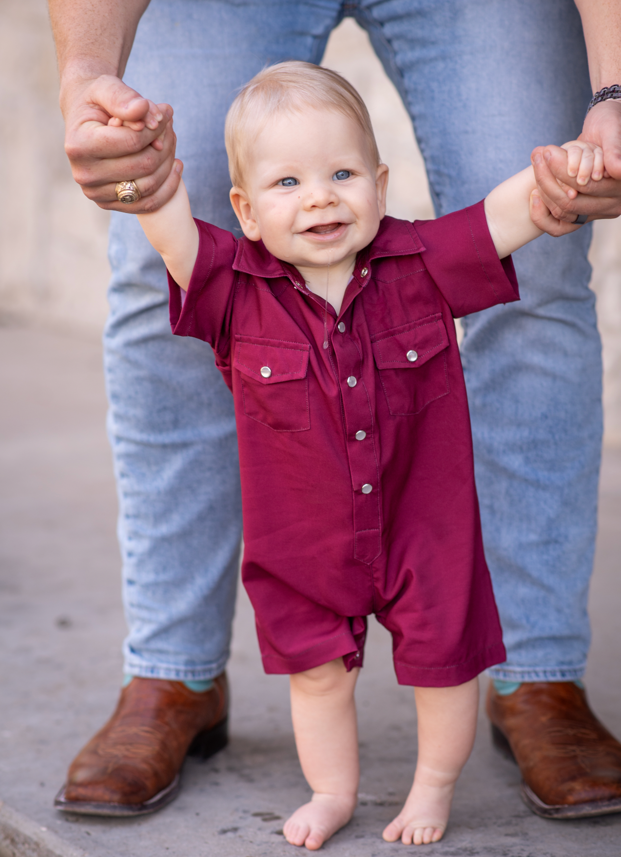 Gameday Maroon Pearl Snap Romper