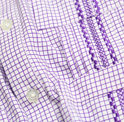 Gameday Guayabera - Purple Short Sleeve Romper