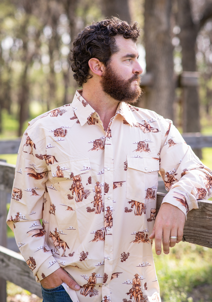 Men's - Cattle Drive Pearl Snap Long Sleeve Shirt