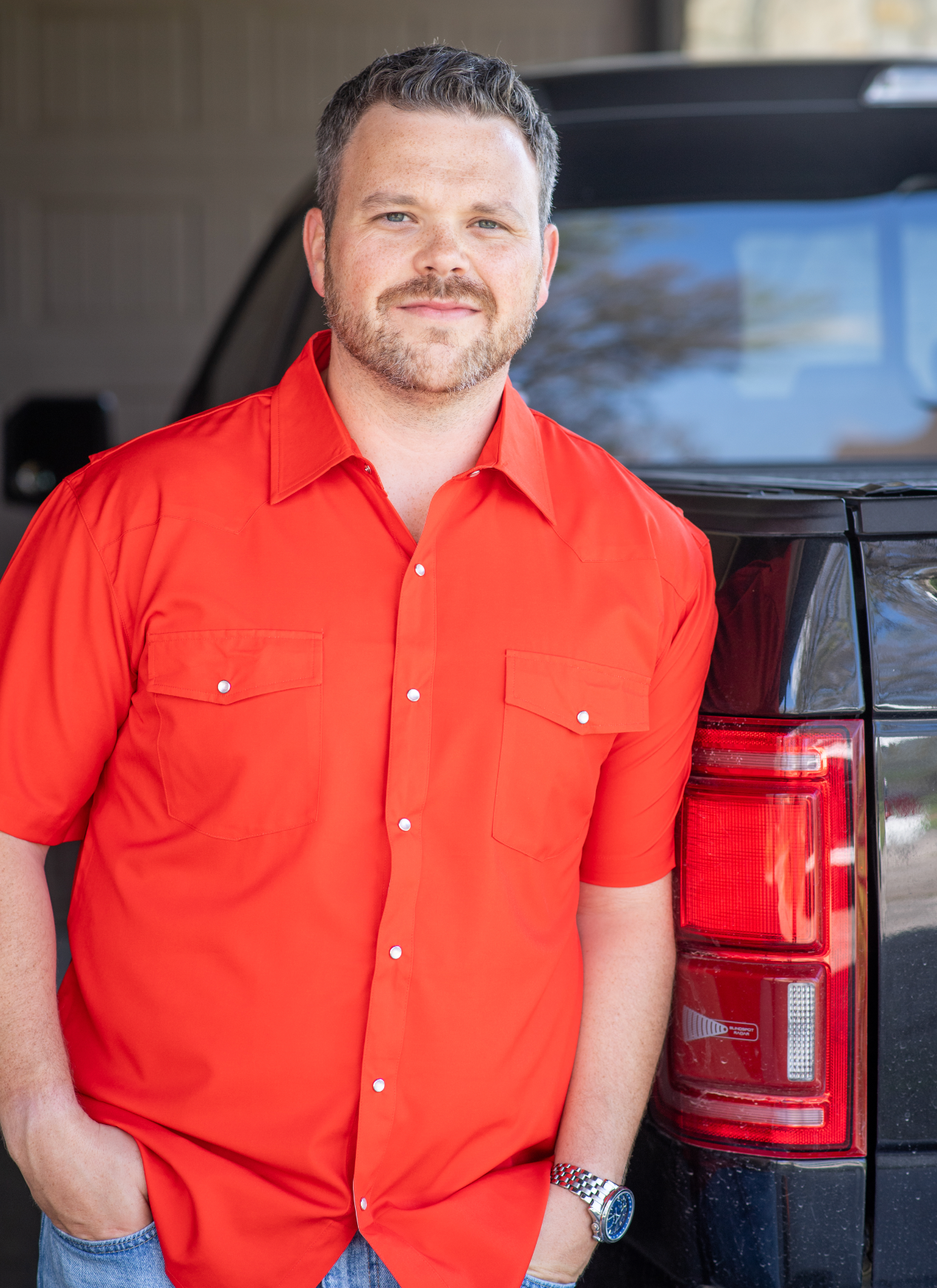 Men's - Gameday Red Pearl Snap Short Sleeve Shirt