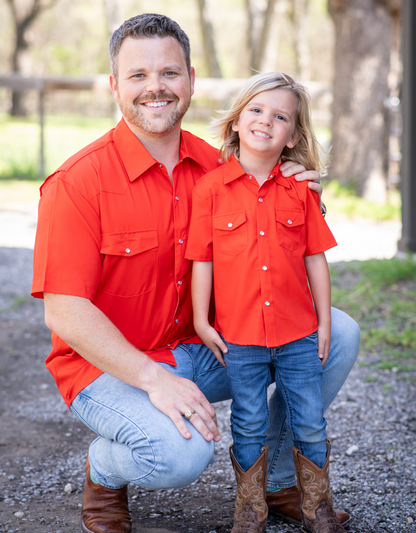 Men's - Gameday Red Pearl Snap Short Sleeve Shirt