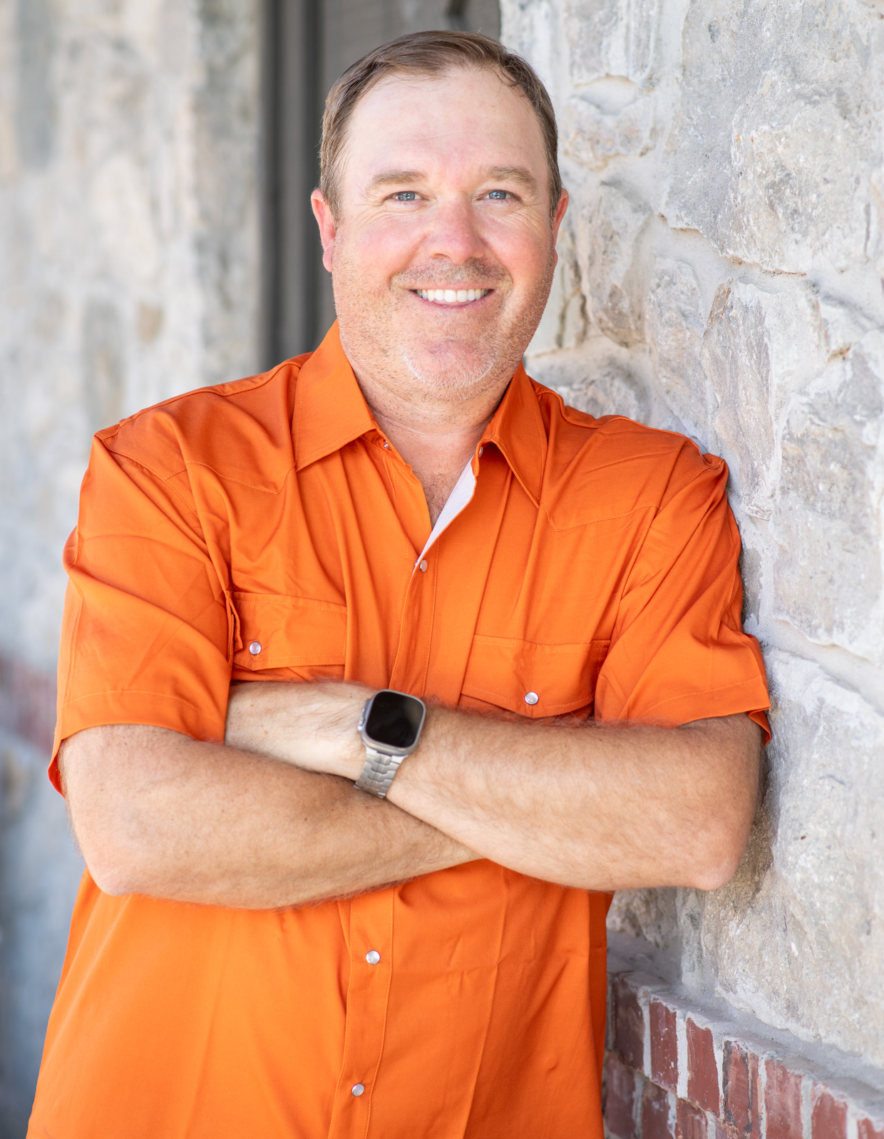 Men's - Gameday Burnt Orange Pearl Snap Short Sleeve Shirt