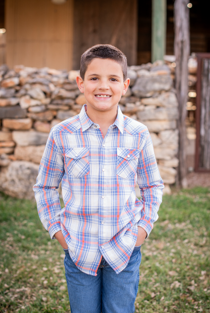 All American Plaid Pearl Snap Long Sleeve Flannel Shirt