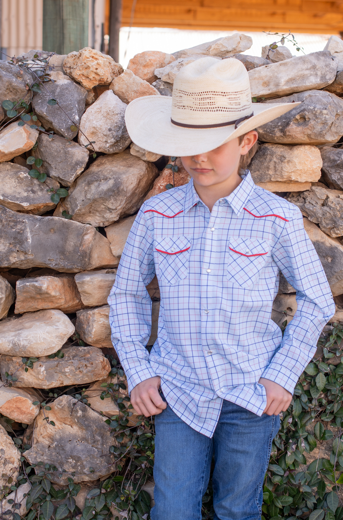 Tattersall Pearl Snap Long Sleeve Shirt