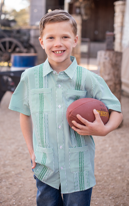 Guayabera - Gameday Green Wave Check Short Sleeve Shirt