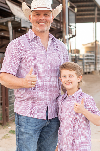 Guayabera - Gameday Maroon Wave Check Short Sleeve Shirt