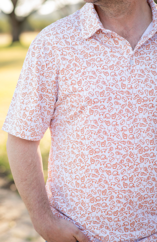 Men's - Kickoff Burnt Orange Polo Short Sleeve Shirt