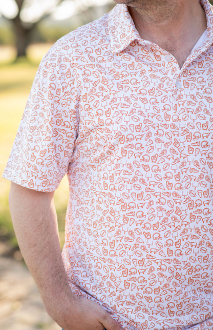 Men's - Kickoff Burnt Orange Polo Short Sleeve Shirt