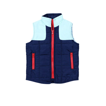 Navy/Light Blue Tattersall Vest