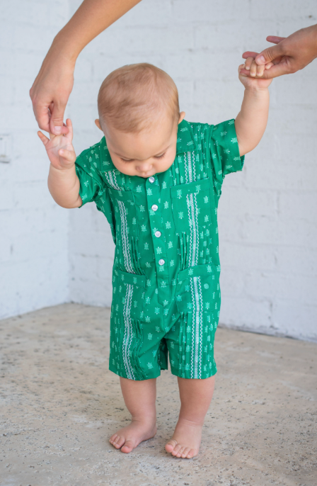 Guayabera - Tortoise Short Sleeve Romper
