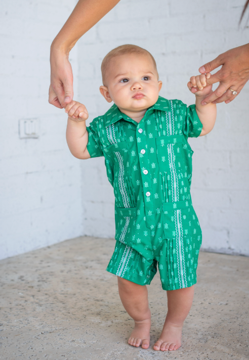 Guayabera - Tortoise Short Sleeve Romper