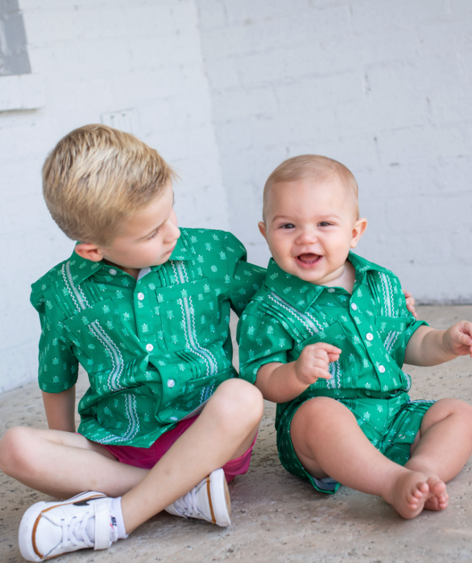 Guayabera - Tortoise Short Sleeve Romper