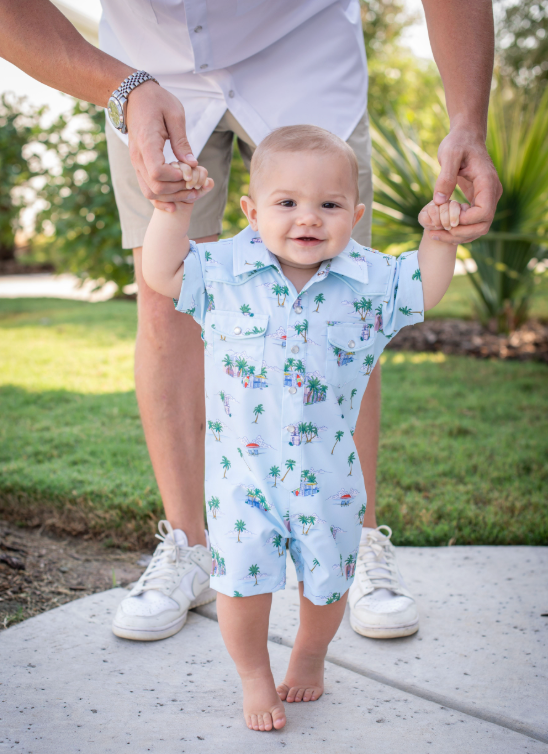 Coastal Getaway Pearl Snap Romper