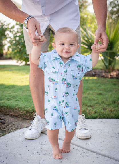 Coastal Getaway Pearl Snap Romper