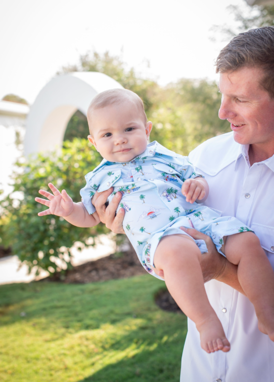 Coastal Getaway Pearl Snap Romper