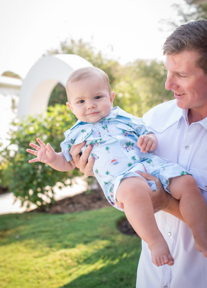 Coastal Getaway Pearl Snap Romper