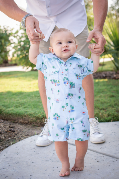 Coastal Getaway Pearl Snap Romper