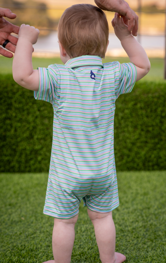 Sherbet Stripe Polo Short Sleeve Romper