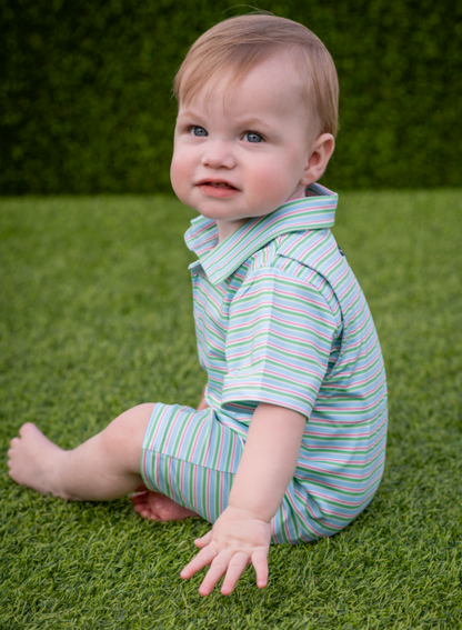 Sherbet Stripe Polo Short Sleeve Romper
