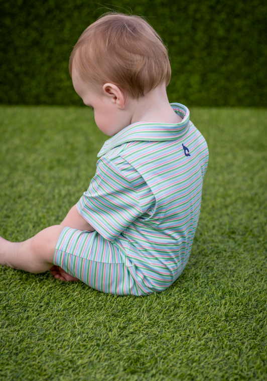Sherbet Stripe Polo Short Sleeve Romper