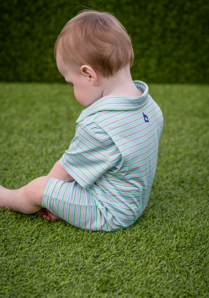 Sherbet Stripe Polo Short Sleeve Romper