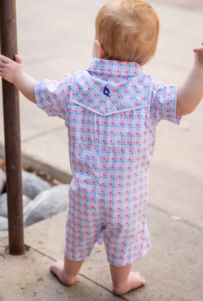 Liberty Plaid Pearl Snap Romper