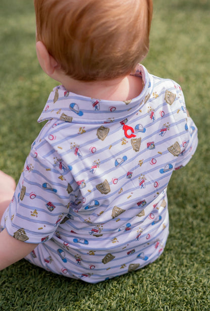 7th Inning Stretch Polo Short Sleeve Romper