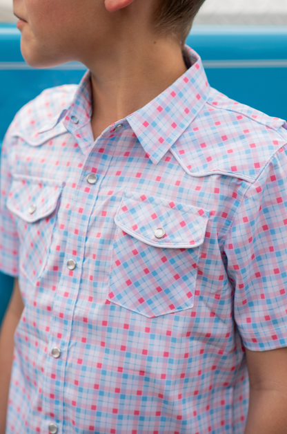Liberty Plaid Pearl Snap Short Sleeve Shirt