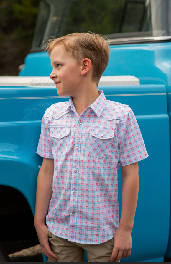 Liberty Plaid Pearl Snap Short Sleeve Shirt