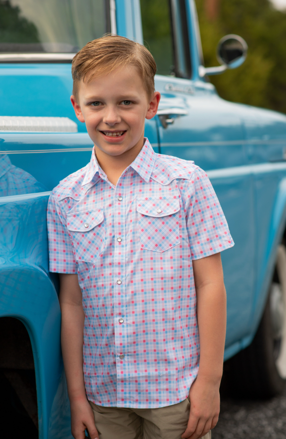 Liberty Plaid Pearl Snap Short Sleeve Shirt