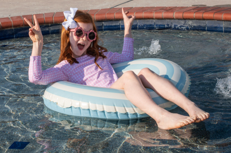 Pink Cane Lattice Girls' Swimsuit