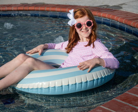 Pink Cane Lattice Girls' Swimsuit