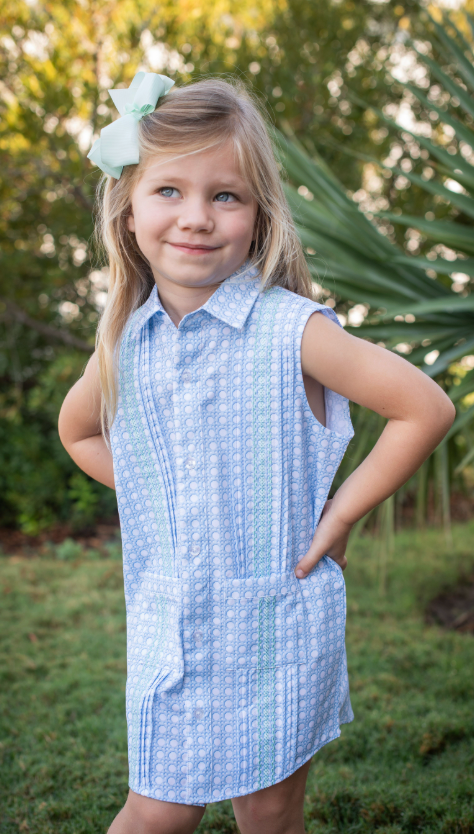 Guayabera - Blue Cane Lattice Sleeveless Dress
