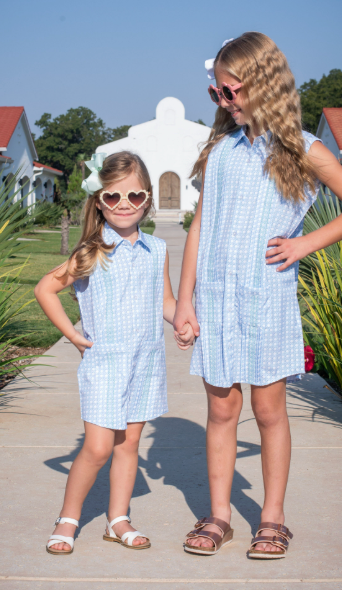 Guayabera - Blue Cane Lattice Sleeveless Dress