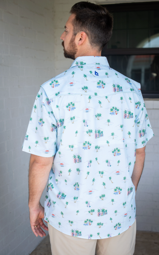 Men's - Coastal Getaway Pearl Snap Short Sleeve Shirt