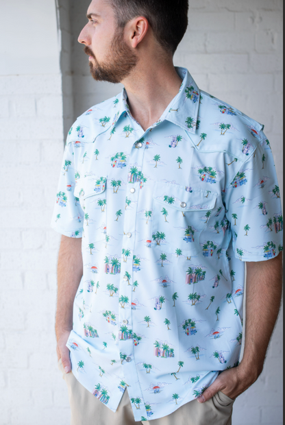 Men's - Coastal Getaway Pearl Snap Short Sleeve Shirt