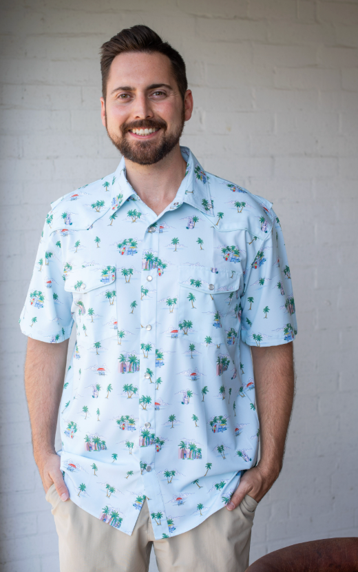 Men's - Coastal Getaway Pearl Snap Short Sleeve Shirt